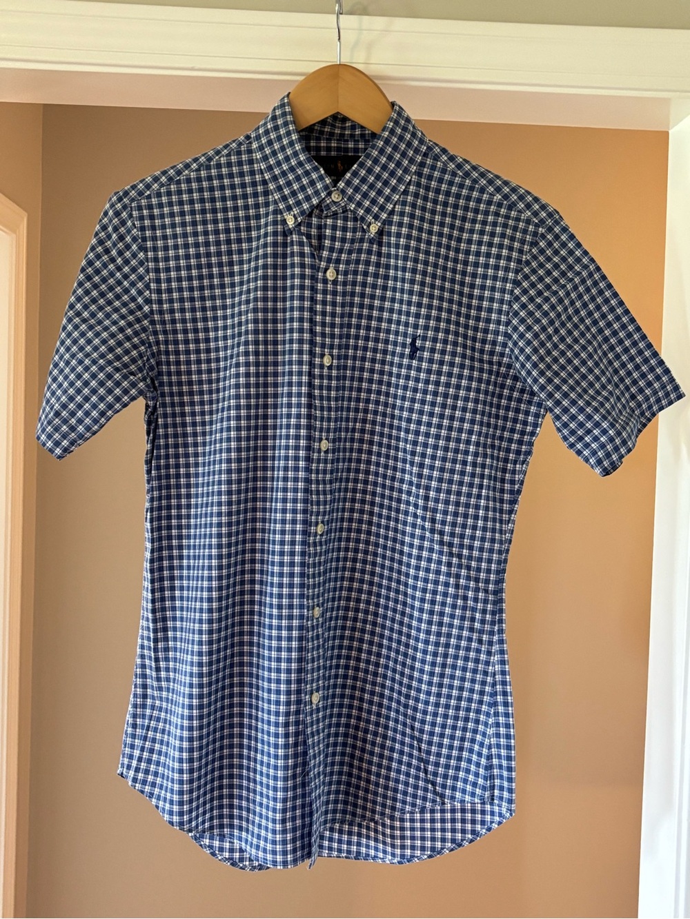 Ralph Lauren Polo Men's Blue Check Short-Sleeve Button-Down Shirt